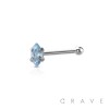 316L SURGICAL STEEL NOSE BONE STUD WITH MARQUISE SHAPE PRONG SET